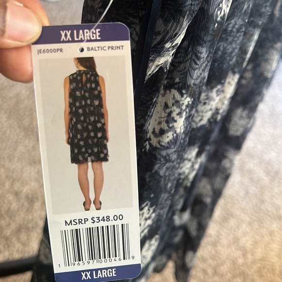 Joie Sleeveless Sheer Overlay Mini Dress Baltic Print Blue, Size XXL NWT - Picture 10 of 11